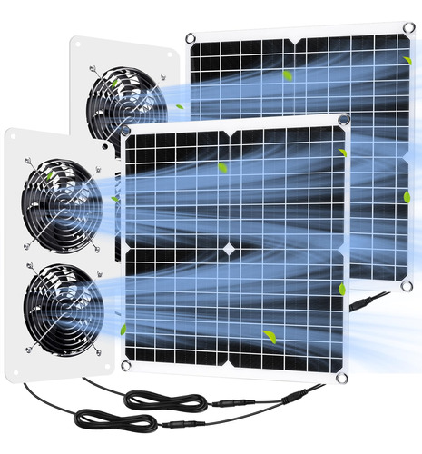 Kit De Ventilador Solar Usb Doble Impermeable Para Invernade
