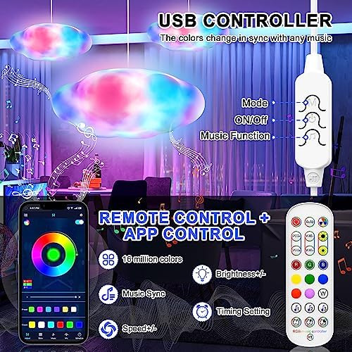 Luces Led De Nube Para Techo, Lámpara De Nube Multicolor Con