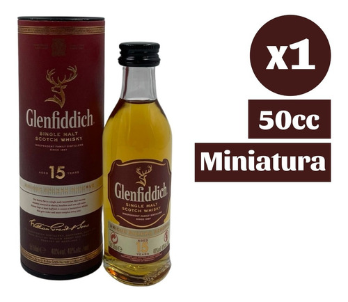 Imagen 1 de 4 de Miniatura 50cc Whisky Glenfiddich 15 Años Single Malt 