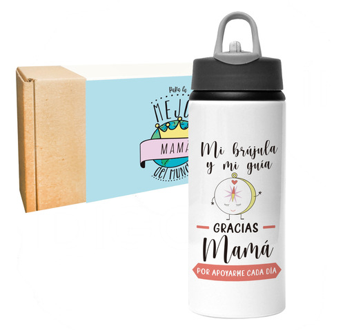 Botella Pitillo Personalizada Mi Brújula Día De La Madre