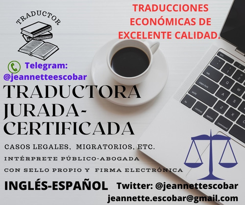 Imagen 11 de 12 de Traductora Certificada Legal-abogada-mediadora-tutora Online