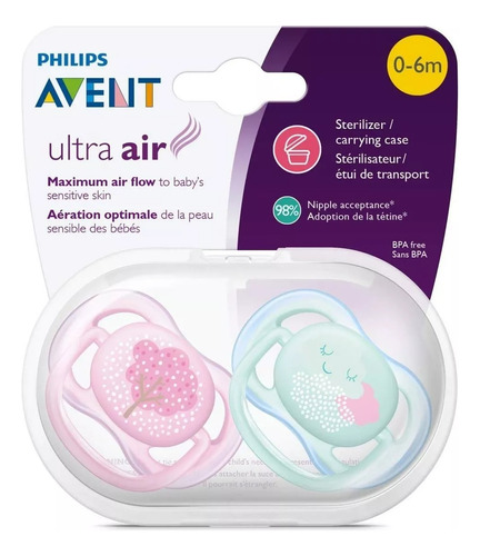 Chupete Philips Avent Ultra Air Silicona Anatomico Pack X2