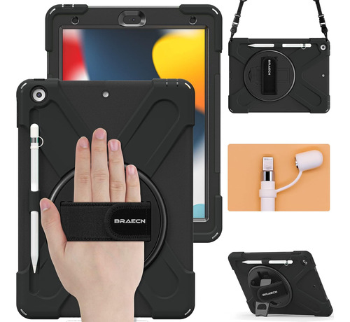 Funda iPad Braecn 9th/8th/7th Gen 10.2 2021 Portalápiz/negro