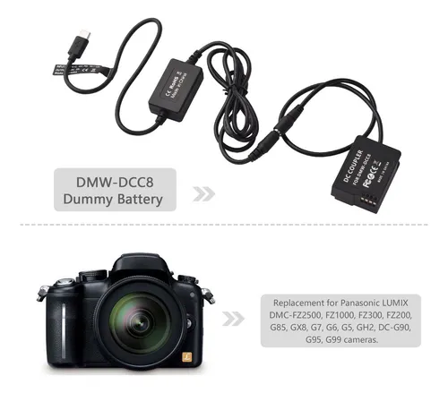 Acoplador De Batería Ficticio Usb Fz200 Dmc-fz2500 G95 Lumix