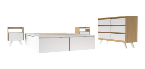 Combo Comoda Nordica 6c 1.20 + Mesa De Luz+ Box Cama 140x190