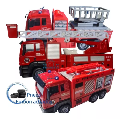 Brinquedo Caminhão Miniatura Bombeiros Resgate Vermelho A Fricção