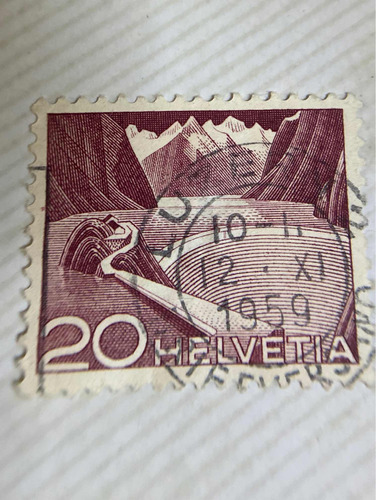Sello Postal Suiza Montañas 1959