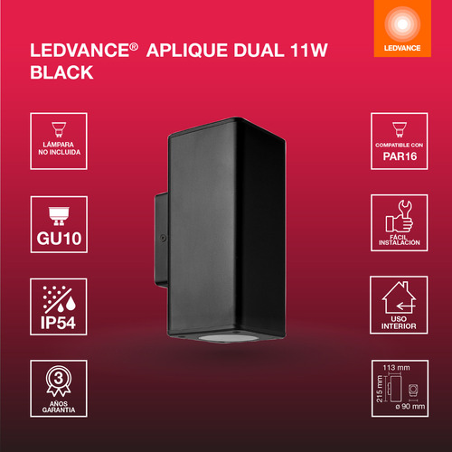 Pack X 4 Apl Pared Bidirecc Ledvance Cuadrado Gu10 Ip54