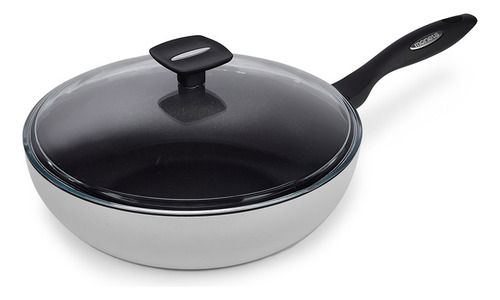 Wok Con Tapa De 30 Cm Mammola De Moneta + 3 Utensilios Color Gris