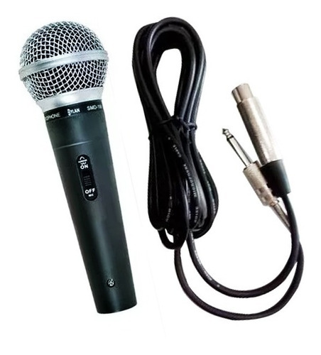 Microfone Dinâmico Pro Com Fio De Mão Dylan Smd100 Com Cabo