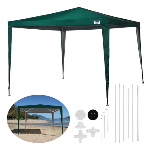 Kit Praia Tenda Gazebo Verde Oxford + 2 Cadeiras Coloridas