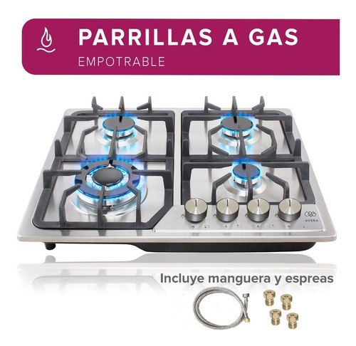 Imagen 3 de 8 de Parrilla A Gas 4 Quemadores, Acero Inoxidable, Avera Ai4