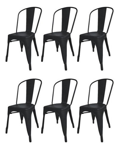 Silla de comedor DeSillas Tolix, estructura color negro microtexturado, 6 unidades