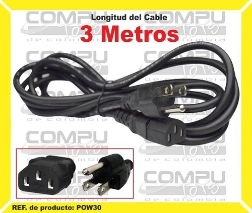 Cable De Poder Cpu A Tomacorriente Ref: Pow30 Computoys Sas