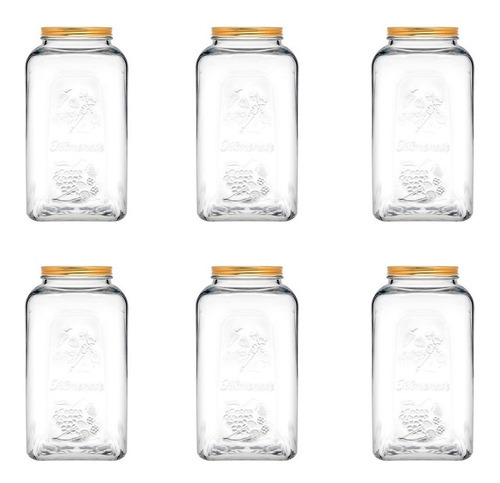 6 Frascos Vitrolero Contenedor De Vidrio Conservas 5000 Ml Color Verde