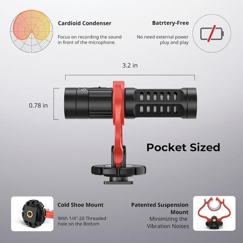 Microfono Shotgun Smallrig S20 Dslr Y Smartphone Negro