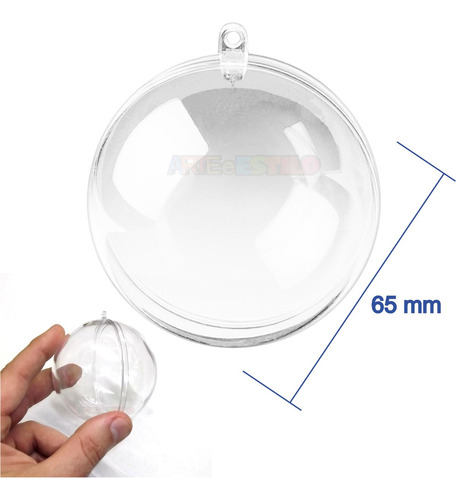 300 Esfera De Acrílico 6,5 Cm Bola Transparente Nitida Natal