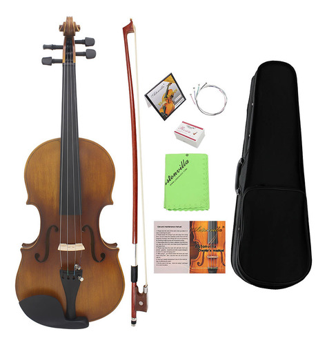 Violín 4/4 De Tamaño Completo Con Acabado Mate, Cara De Pino