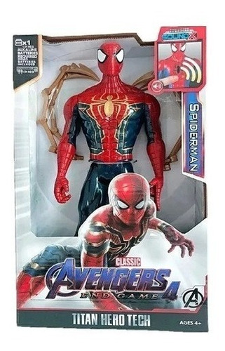 Muñeco Spiderman Hombre Araña 30cm Patas Iron Spider Luz Son
