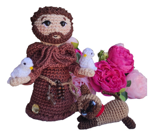 São Francisco De Assis Com Gatinho Siamês Amigurumi