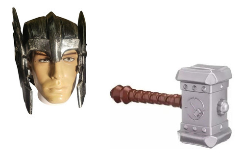 Máscara E Martelo Thor Kit De Acessórios Super Herói