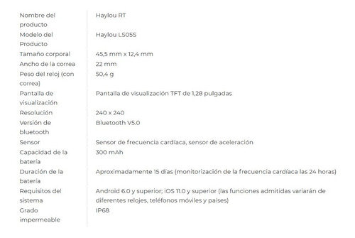 Imagen 6 de 10 de Smartwatch Haylou Rt Ls05s Reloj Inteligente Android Ios