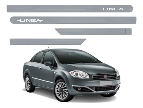 Jogo De Friso Lateral Porta Fiat Linea Cinza Cromo 2012 2013