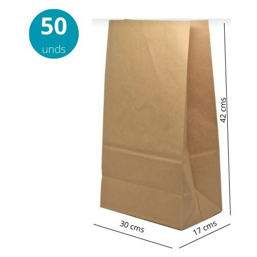 Bolsa Papel Kraft Grande Tipo Saco X 50 Unds