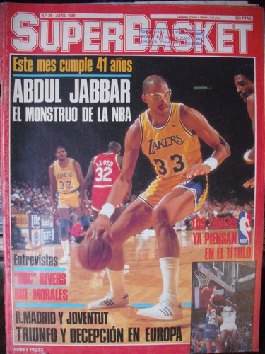 Revista Superbasket  Abdul Jabbar 1988 Angeles Lakers