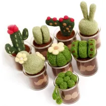 Comprar Kissbuty Gama Completa De Kit De Fieltro De Aguja, Juego De Fieltro De Lana De Cactus Para Adultos Y Principiantes, Incluyendo Lana Para 8 Suculentas, Alfombrilla De Espuma, Macetas De Vidrio, Agujas