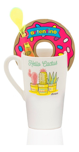 Imagen 4 de 10 de 6 Jarro Taza Alta Cerámica Café Té Cuchara Regalo Original