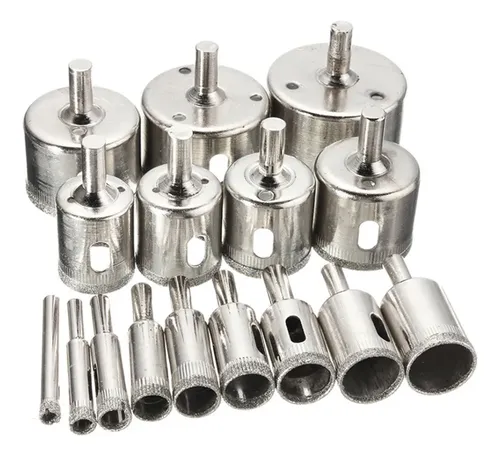 Serras Copo Diamantadas Vidro Ceramica Etc 6-50mm - 15 Peças