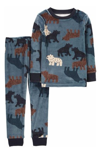 Pijama Carters Holgada De 2 Piezas De Lobo Polar Para Niño