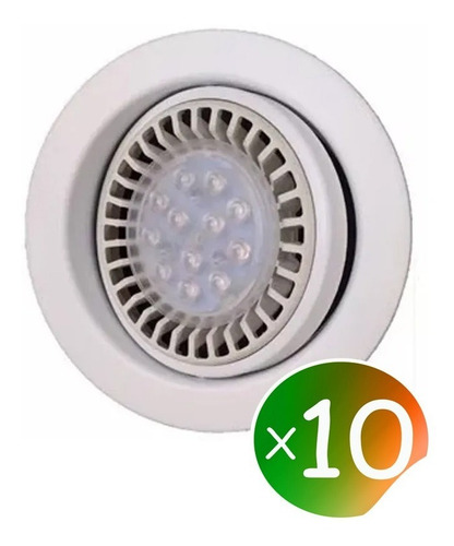 Imagen 1 de 9 de Spot Led Embutir Ar111 Blanco Lampara 11w 12w Gu10 Pack X10
