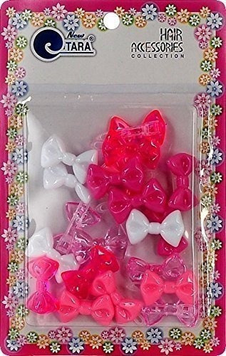 Tara Girls Self Hinge Plastico Mini Bow Hair Barrettes - Ros