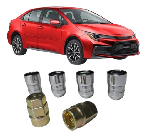 Set 4 Tuercas De Seguridad Toyota Corolla 2004-2021 2 Llaves