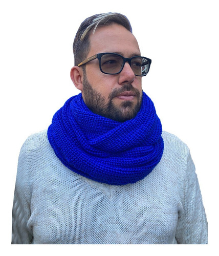 Cachecol De Tricô Masculino Gola Fechada Frio Inverno Cor Azul Tamanho ÚNICO