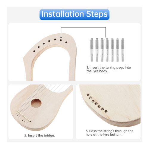 Origlam Lyre Harp Kit De Bricolaje De 7 Cuerdas, Haga Su De