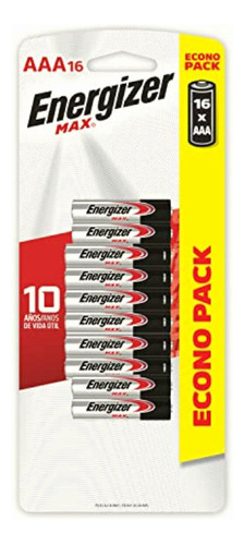 Energizer, Pila Max Alcalinas Aaa, 16 Pilas, Blanco/rojo