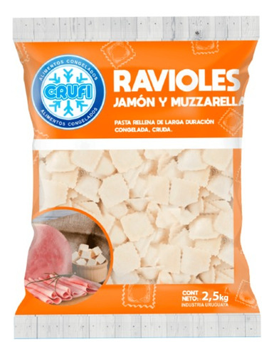 Ravioles Congelados Crufi 2,5k - Jamón Y Queso - Cold Market