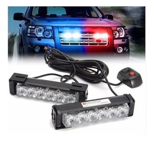 Juego De Luces Estrobos Policiales 6 Led 12-24v Azul Rojo