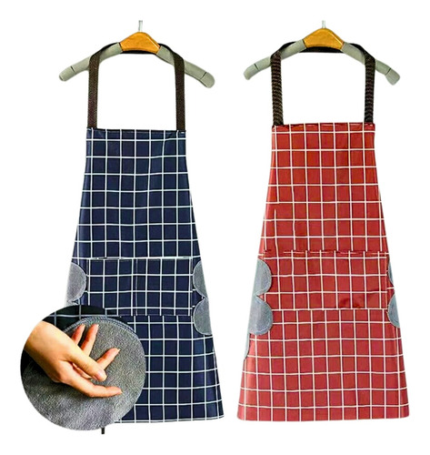 Kit 02 Avental De Cozinha Impermeável Pvc Com Bolso Duplo