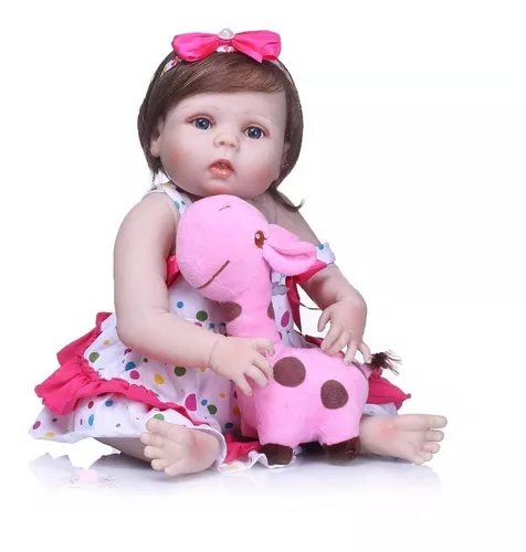 Bebê Reborn Original Realista, Corpo Inteiro de Silicone pode dar Banho,  Grande 55cm, Pronta Entrega, Envio Imediato