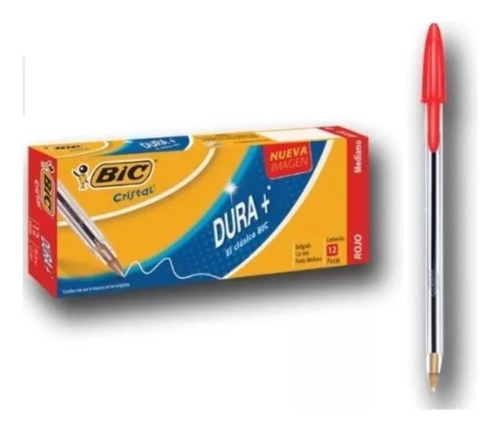 Boligrafo Bic Mediano 12 Pzas Rojo