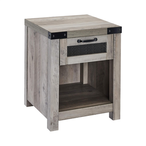 Rockpoint Mesa Auxiliar Cajon Estilo Industrial Lavado Gris