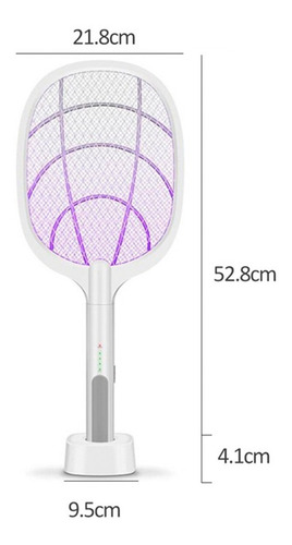 Imagen 4 de 7 de Raqueta Electrica Mata Mosquitos 2 En 1 Recargable Con Luz