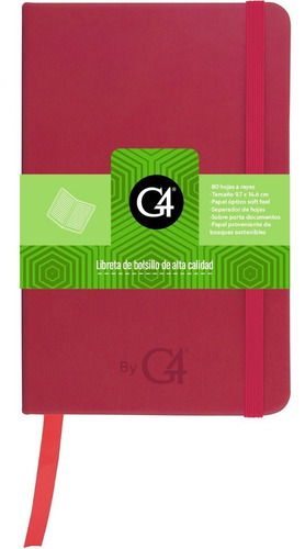 Libreta Cuaderno De Bolsillo, Pasta Dura 80 Hojas G4 Skin M Color Rosa