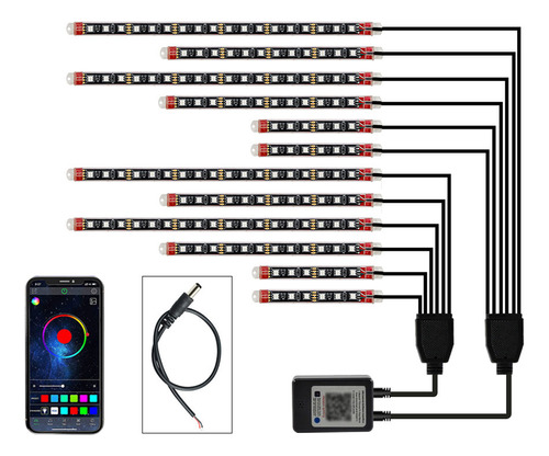 Tiras De Luz Para Motocicleta, 12 Piezas, Led 5.0 Sincroniza