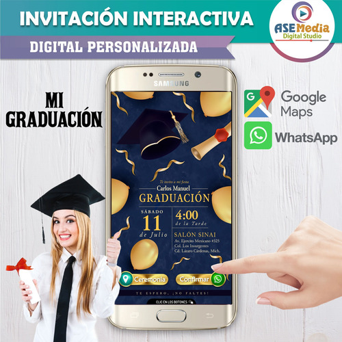 Invitación Digital Mi Graduación Botones Interactivos Mapa Mi Graduación