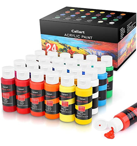 Juego De Pintura Acrílica, Caliart 24 Colores (59 Ml, 2 Oz) 